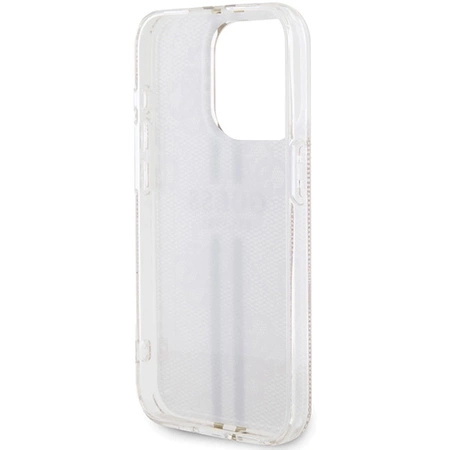 Etui Guess IML 4G Gold Stripe na iPhone 15 Pro - różowe