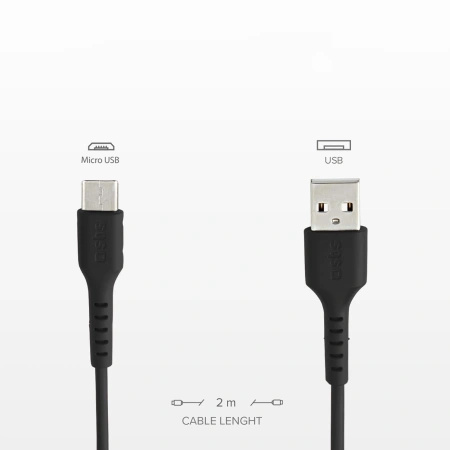 SBS KABEL USB-A MICRO-USB 2M DO SMARTFONÓW SAMSUNG HUAWEI XIAOMI ŁADOWANIE