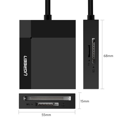 UGREEN CZYTNIK KART USB 3.0: SD/MICRO SD/CF/MS CZARNY