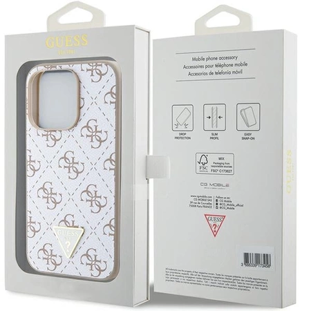 Etui Guess 4G Triangle Metal Logo na iPhone 15 Pro Max - białe