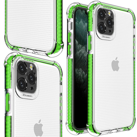 Spring Armor żelowy elastyczny pancerny pokrowiec z kolorową ramką do iPhone 11 Pro Max zielony