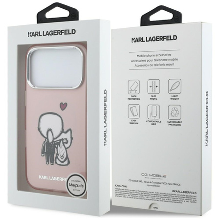 Etui Karl Lagerfeld Karl & Choupette     Back MagSafe do iPhone 17 Pro różowy