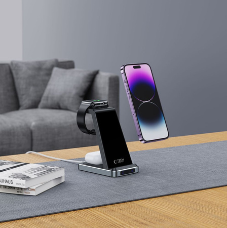 TECH-PROTECT QI15W-A26 ŁADOWARKA BEZPRZEWODOWA DO TELEFONÓW 3IN1 WYSOKA MOC