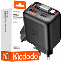 MCDODO SZYBKA ŁADOWARKA SIECIOWA ZASILACZ 2X USB-C USB-A PD GAN 35W KABEL