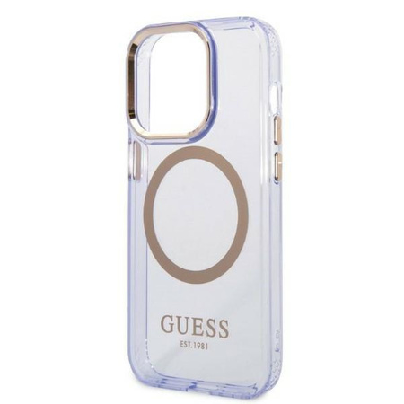 Etui Guess GUHMP14LHTCMU na iPhone 14 Pro purpurowy/purple Gold Outline Translucent MagSafe