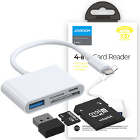 Joyroom HUB wielofunkcyjny adapter OTG Lightning - USB 3.2 Gen 1 (3.0, 3.1 Gen 1) / czytnik kart SD, TF / Lightning biały (S-H142 white)