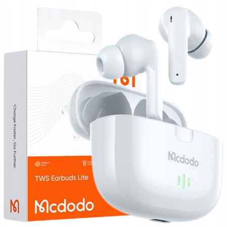 MCDODO WIRELESS IN-EAR BLUETOOTH HEADPHONES WITH MICROPHONE CASE WHITE