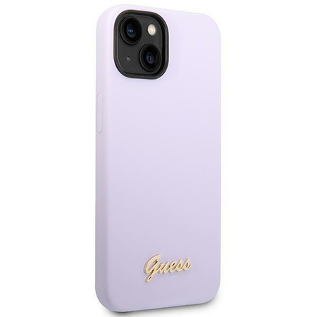 Etui Guess GUHCP14SSLSMU na iPhone 14 - fioletowe Silicone Vintage Gold Logo
