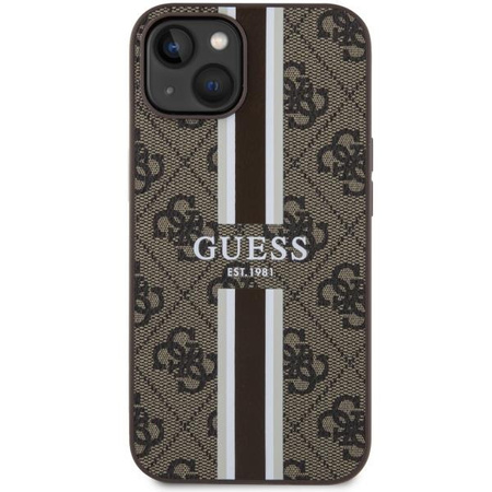 Etui Guess GUHMP14SP4RPSW na iPhone 14 - brązowe 4G Printed Stripes MagSafe