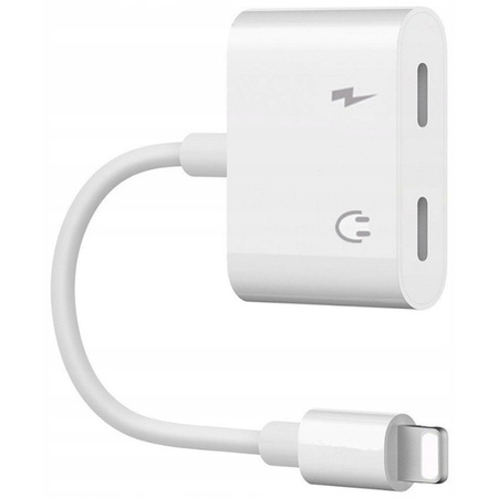 Przejściówka do telefonu Co2, kabel adapter złącze 2x do iPhone, Słuchawki + ładowanie, biała