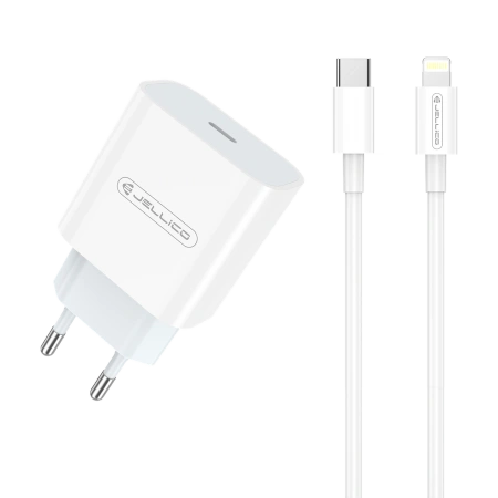 JELLICO ładowarka sieciowa AK180 PD 20W 1xUSB-C + kabel USB-C - Lightning Biały