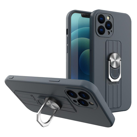 Ring Case silikonowe etui z uchwytem na palec i podstawką do Xiaomi Redmi Note 11 Pro niebieski