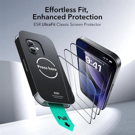 ESR SZKŁO HARTOWANE DO IPHONE 16 PRO 17 2 SZTUKI NAWIERZCHNIA
