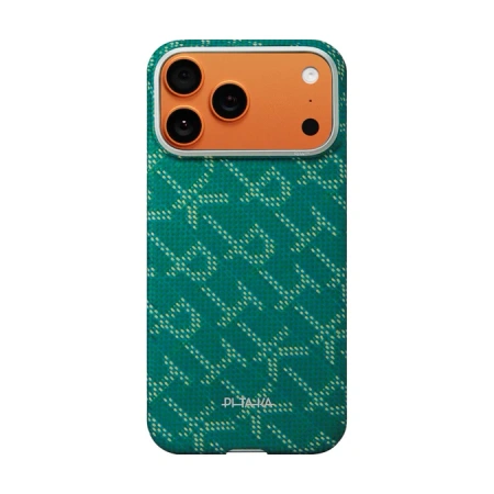 Pitaka Ultra-Slim Case, Monogram-Gold/Green - iPhone 17 Pro