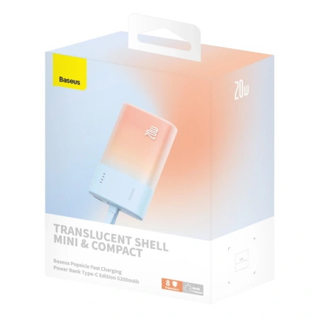 BASEUS POWERBANK POPSICLE 5200MAH 20W Z WBUDEWANYM KABLEM DO LIGHTNING