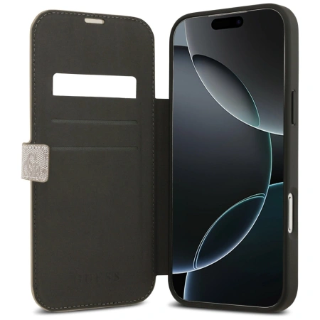 GUESS ETUI BOOK 4G METAL LOGO DO IPHONE 17 PRO MAX ZAMYKANE Z MAGNETYCZNYM