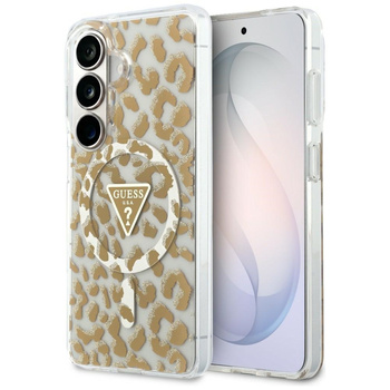 Etui Guess IML Leopard Print Triangle    MagSafe do Samsung Galaxy S26 brązowy