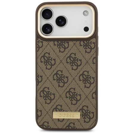 Etui Guess 4G Logo Plate MagSafe do      iPhone 17 Pro Max brązowy