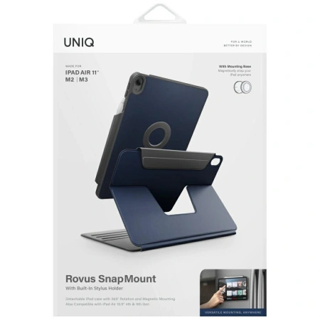 Etui UNIQ Rovus Snapmount Magnetic 360 Rotating Detachable do iPad Air 11" 2024 / 2025 / iPad Air 10.9" 2020 / 2022 - granatowe