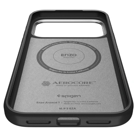 Etui Spigen Enzo Aramid "T" MagSafe na iPhone 17 Pro Max - czarno-srebrne