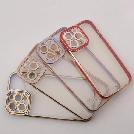 HURTEL FASHION CASE ETUI POKROWIEC DO IPHONE 12 ZE ZŁOTĄ RAMKĄ ŻELOWY