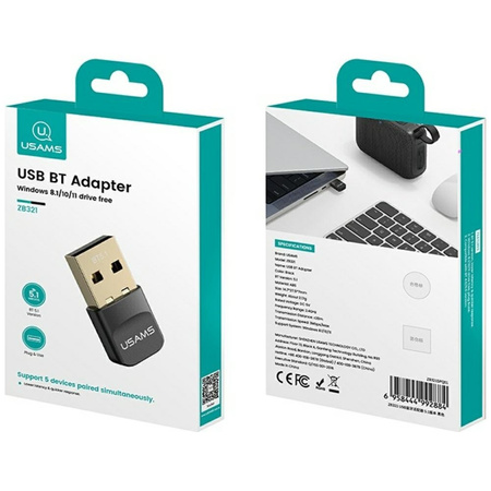USAMS ADAPTER USB-C DO BLUETOOTH 5.1 DO WINDOWS 10 11 LAPTOP KOMPATYBILNOŚĆ