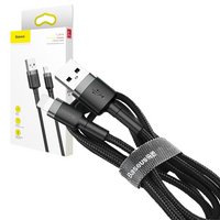 Baseus Cafule Cable wytrzymały nylonowy kabel przewód USB / Lightning QC3.0 2.4A 0,5M czarno-szary (CALKLF-AG1)