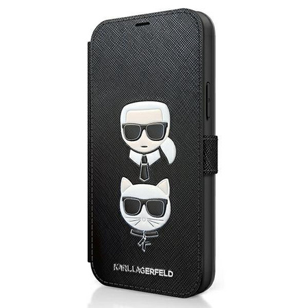Karl Lagerfeld KLFLBKP12SSAKICKCBK iPhone 12 mini 5,4" czarny/black book Saffiano Karl & Choupette