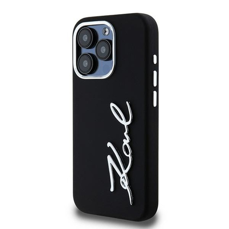 KARL LAGERFELD SILIKONOWE ETUI HARDCASE DO IPHONE 15 PRO 6.1 LOGO METALOWE
