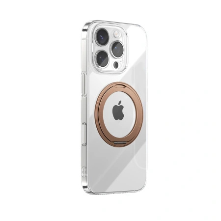 Etui Joyroom JR-16JL6 na iPhone 16 Pro ultracienkie kompatybilne z MagSafe z ringiem-podstawką 360° - złote
