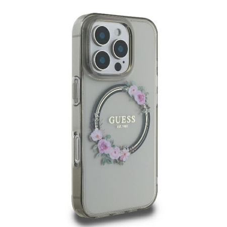 GUESS POKROWIEC HARDCASE DO IPHONE 16 PRO 6.3 DO MAGSAFE IML FLOWERS WREATH