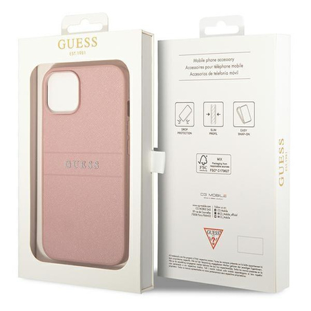 Guess GUHCP14MPSASBPI iPhone 14 Plus 6,7" różowy/pink Saffiano Strap