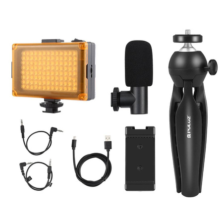 PULUZ ZESTAW DO NAGRYWANIA LIVE STATYW LAMPA LED MIKROFON KLAMRA NA