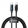 MCDODO KABEL USB-C USB-C SZYBKIE ŁADOWANIE USB TYP C PD 240W 1M LED CZARNY