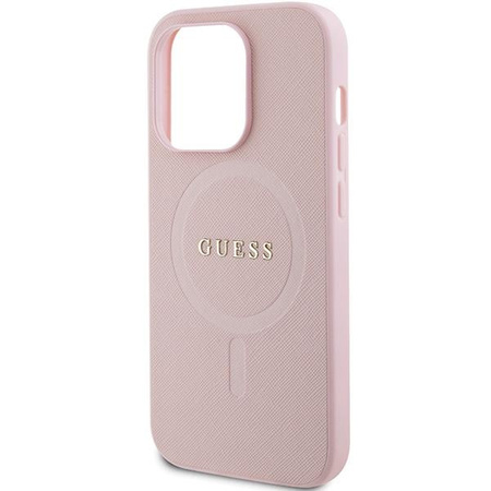 Etui Guess GUHMP13XPSAHMCP na iPhone 13 Pro Max - różowe Saffiano MagSafe