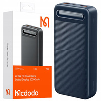 MCDODO POWERBANK 20000MAH Z WYŚWIETLACZEM 3X USB USB-C 22,5W + KABEL USB-C