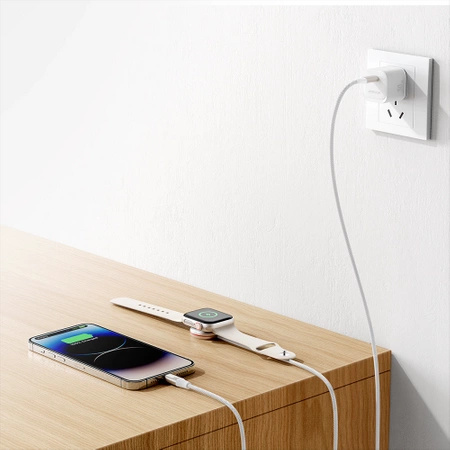 Joyroom 2 w 1 kabel lightning i ładowarka indukcyjna do Apple Watch 1.5m biały (S-IW011)
