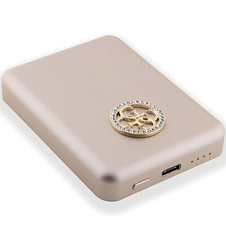 Powerbank indukcyjny Guess MagSafe 4G Strassed Metal Logo 15W 5000mAh - złoty