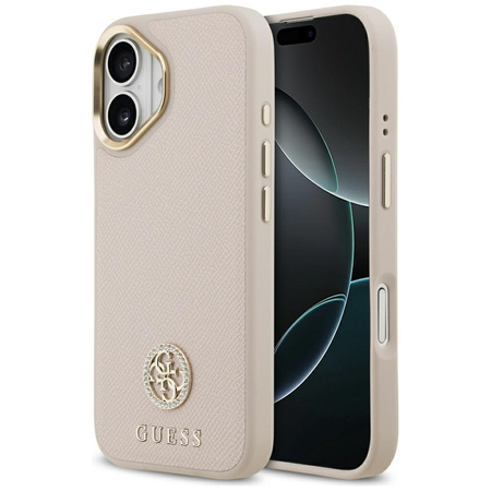 Etui Guess Grained Strass Logo MagSafe   do iPhone 17 różowy