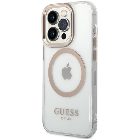 Guess GUHMP15XHTRMD iPhone 15 Pro Max6.7 złoty/gold hard case Metal Outline Magsafe