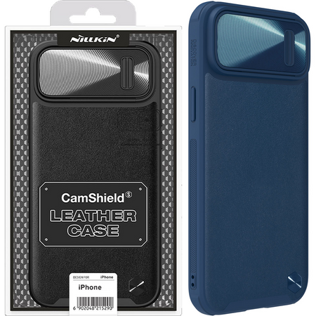 Nillkin CamShield Leather S Case etui iPhone 14 Pro pokrowiec z osłoną na aparat niebieskie