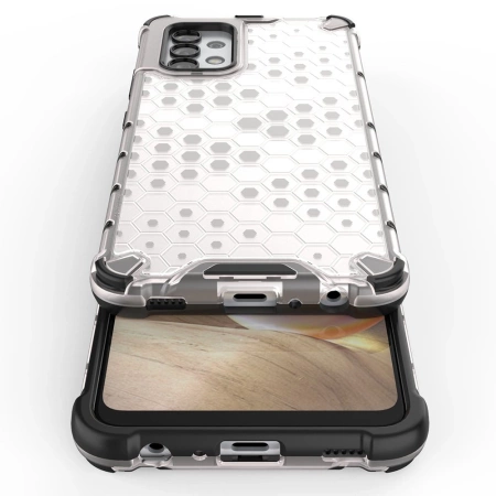 HURTEL PANCERNE ETUI DO SAMSUNG GALAXY A03S Z RAMKĄ ŻELOWĄ SYSTEM HONEYCOMB