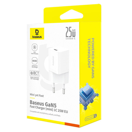 BASEUS ŁADOWARKA GAN5 MINI 25W DO SMARTFONÓW TABLETÓW SZYBKIE