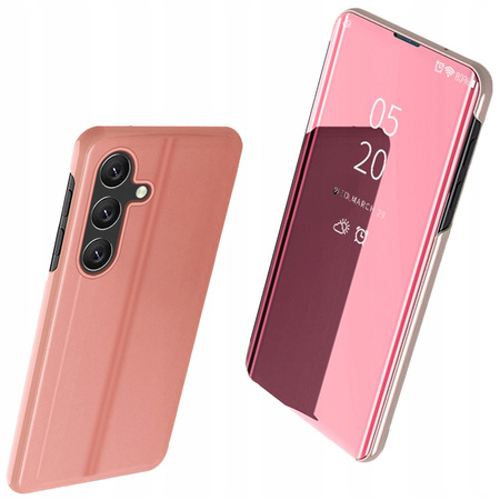 Clear View Case etui do Samsung Galaxy A24 4G pokrowiec z klapką różowe