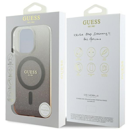 GUESS ETUI HARDCASE DO IPHONE 16 PRO 6.3 DO MAGSAFE GLITTER GRADIENT BROWN