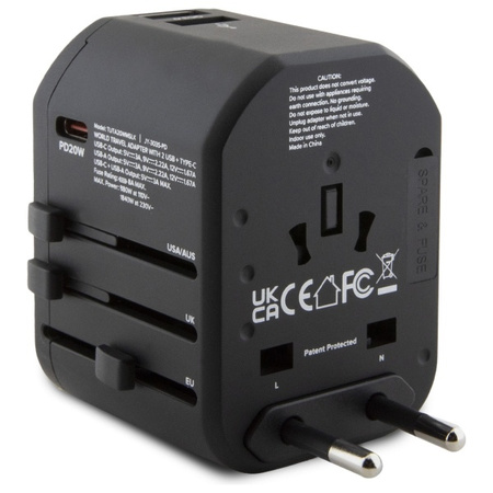TUMI TUTA20WMSLK Travel Adapter 20W      USB-C / 2xUSB-A czarny/black
