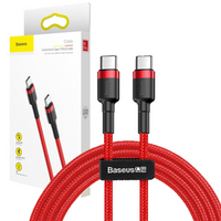 Baseus Cafule Cable wytrzymały nylonowy kabel przewód USB-C PD / USB-C PD PD2.0 60W 20V 3A QC3.0 1M czerwony (CATKLF-G09)