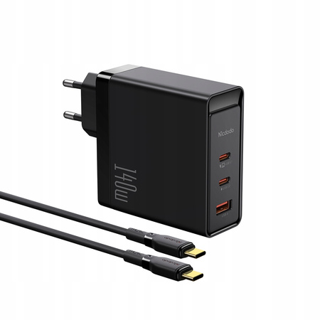 MCDODO SZYBKA ŁADOWARKA SIECIOWA DO MACBOOK GAN 3X USB-C USB 140W + KABEL
