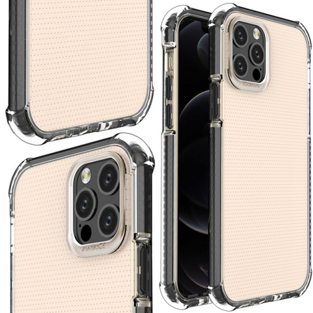 Spring Armor żelowy elastyczny pancerny pokrowiec z kolorową ramką do iPhone 12 Pro czarny