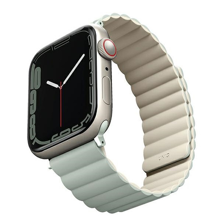 UNIQ pasek Revix Apple Watch Series1/2/3/4/5/6/7/8/9/SE/SE2 38/40/41mm. Reversible Magnetic zielony-beżowy/sage-beige